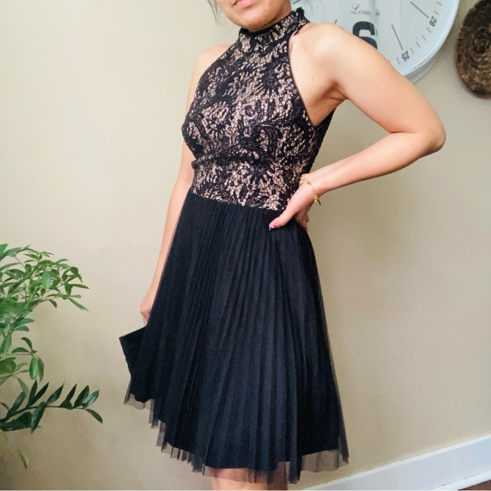 Halter Top Mini Black Sparkling Tutu Dress